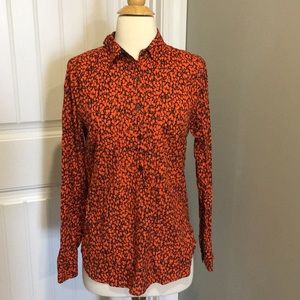 Gorgeous Women’s J. Crew Button Down Orange and Blue Top l Small